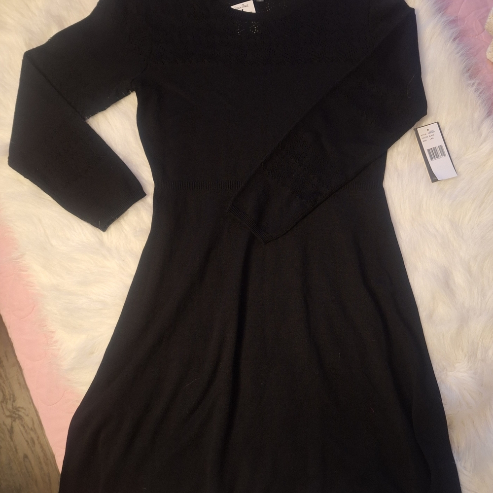 Julia Jordan Black Textured Knit Dress